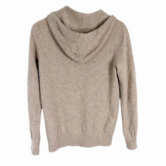 Quince Mongolian Cashmere Full-Zip Hoodie Sweater Small Women's Oatmeal - Picture 8 of 13